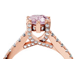 Rose gold Fancy Pink Pear  Brilliant Diamond Solitaire with Pavé Band and Four-Prong Setting 4