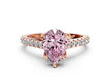 Rose gold Fancy Pink Pear  Brilliant Diamond Solitaire with Pavé Band and Four-Prong Setting