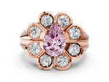 Rose gold Fancy Pink Pear  Brilliant Flower Halo Diamond Split Shank Ring_39