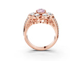 Rose gold Fancy Pink Pear  Brilliant Flower Halo Diamond Split Shank Ring_42