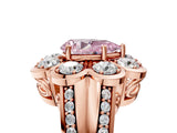 Rose gold Fancy Pink Pear  Brilliant Flower Halo Diamond Split Shank Ring_44