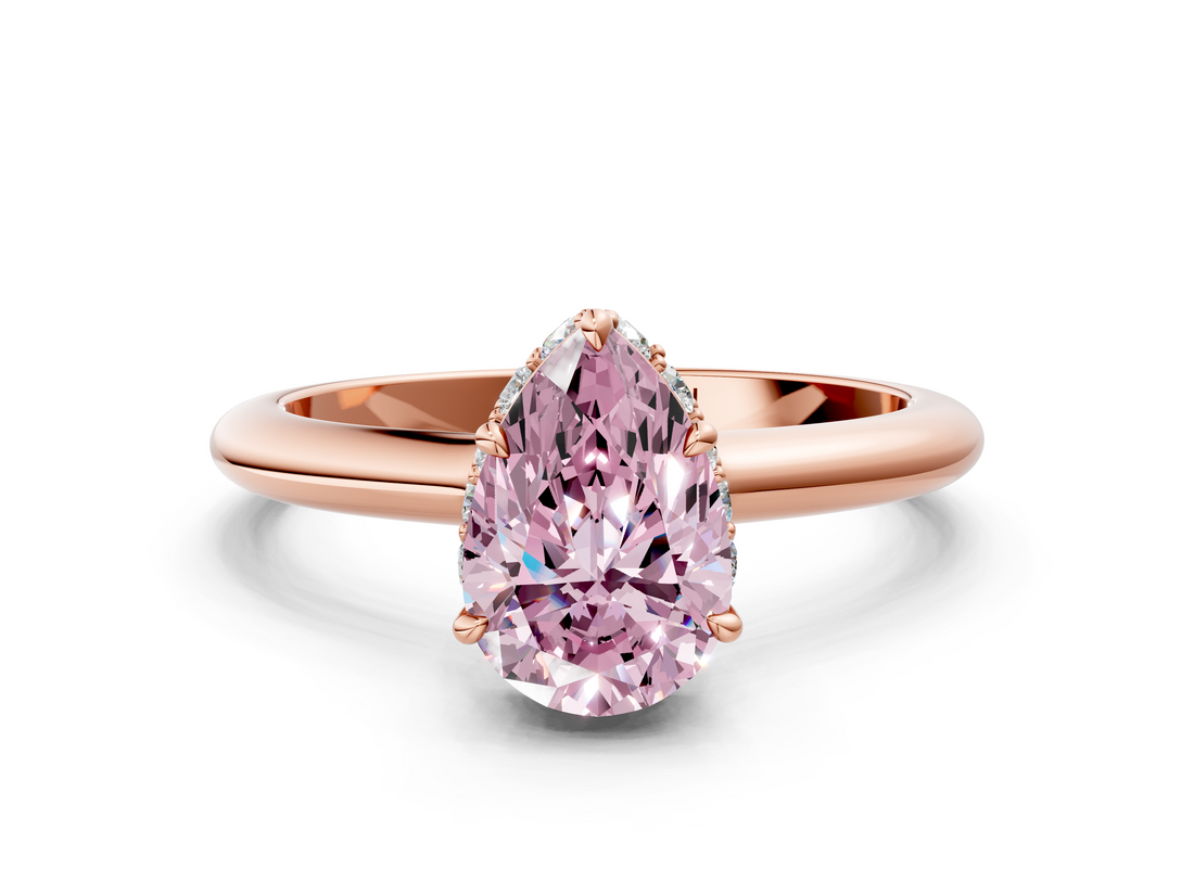 Rose gold Fancy Pink Pear  Brilliant Solitaire Engagement Ring with Six-Prong Setting and Classic Band_20