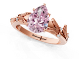 Rose gold Fancy Pink Pear  Brilliant Solitaire with Leaf Motif Band and Four-Prong Setting_68