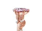 Rose gold Fancy Pink Pear  Brilliant Solitaire with Leaf Motif Band and Four-Prong Setting_72