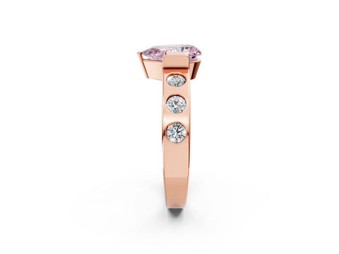 Rose gold Fancy Pink Pear Cut Brilliant Channel-Set Diamond Ring with Bezel Prong Setting_2