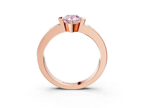 Rose gold Fancy Pink Pear Cut Brilliant Channel-Set Diamond Ring with Bezel Prong Setting_3