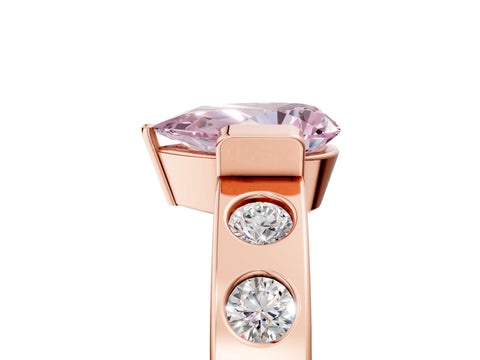 Rose gold Fancy Pink Pear Cut Brilliant Channel-Set Diamond Ring with Bezel Prong Setting_5