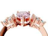 Rose gold Fancy Pink Pear Cut Brilliant Diamond Cluster Accent Solitaire Ring with Prong Setting_4