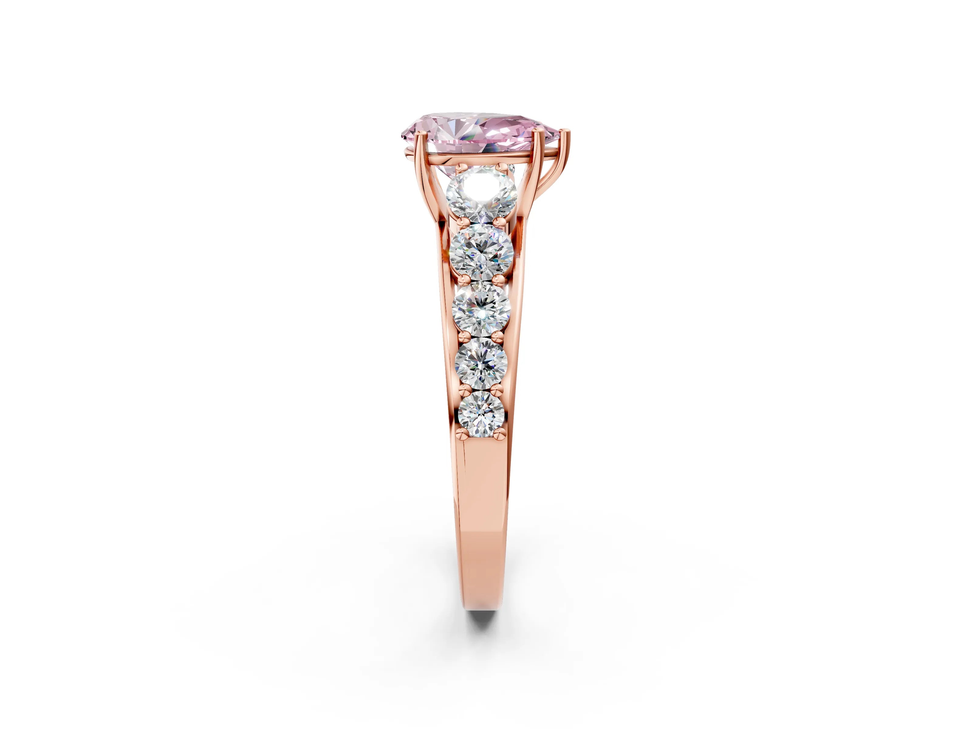 Rose gold Fancy Pink Pear Cut Brilliant Diamond Pavé Band with Six-Prong Setting_2