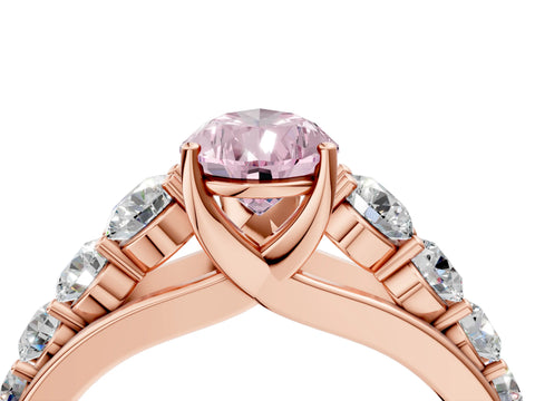 Rose gold Fancy Pink Pear Cut Brilliant Diamond Pavé Band with Six-Prong Setting_4
