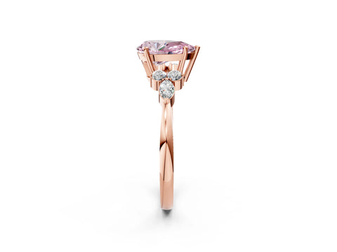 Rose gold Fancy Pink Pear Cut Brilliant Diamond Solitaire Ring with Pear Side Stones and Four-Prong Setting_5