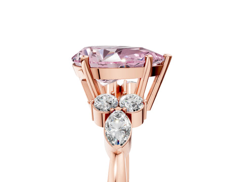 Rose gold Fancy Pink Pear Cut Brilliant Diamond Solitaire Ring with Pear Side Stones and Four-Prong Setting_8