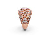Rose gold Fancy Pink Pear Cut Brilliant Halo Pave Diamond Milgrain Ring_2