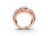 Rose gold Fancy Pink Pear Cut Brilliant Halo Pave Diamond Milgrain Ring_3