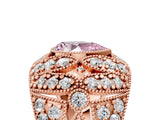 Rose gold Fancy Pink Pear Cut Brilliant Halo Pave Diamond Milgrain Ring_5