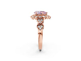 Rose gold Fancy Pink Pear Cut Brilliant Milgrain Pave Heart Band Solitaire Ring_2
