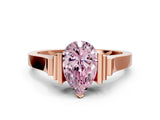 Rose gold Fancy Pink Pear Cut Brilliant Solitaire Diamond Ring with Channel Set Band and Bar Prong Setting_12