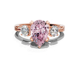 Rose gold Fancy Pink Pear Cut Brilliant Three-Stone Diamond Ring with Pavé Band and Four-Prong Setting_15