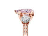 Rose gold Fancy Pink Pear Cut Brilliant Three-Stone Diamond Ring with Pavé Band and Four-Prong Setting_20