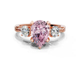 Rose gold Fancy Pink Pear Cut Brilliant Three-Stone Diamond Ring with Pavé Band and Four-Prong Setting_27