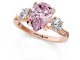 Rose gold Fancy Pink Pear Cut Brilliant Three-Stone Diamond Ring with Pavé Band and Four-Prong Setting_28