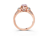 Rose gold Fancy Pink Pear Cut Brilliant Three-Stone Diamond Ring with Pavé Band and Four-Prong Setting_30