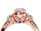 Rose gold Fancy Pink Pear Cut Brilliant Three-Stone Diamond Ring with Pavé Band and Four-Prong Setting_31