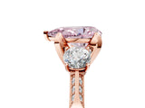 Rose gold Fancy Pink Pear Cut Brilliant Three-Stone Diamond Ring with Pavé Band and Four-Prong Setting_32