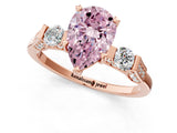 Rose gold Fancy Pink Pear Cut Brilliant Three-Stone Pave Band with Four-Prong Setting_1