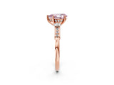 Rose gold Fancy Pink Pear Cut Brilliant Three-Stone Pave Band with Four-Prong Setting_2