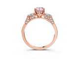 Rose gold Fancy Pink Pear Cut Brilliant Three-Stone Pave Band with Four-Prong Setting_3
