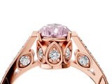 Rose gold Fancy Pink Pear  Cut Cathedral Pave Diamond Engagement Ring with Six-Prong Setting_36