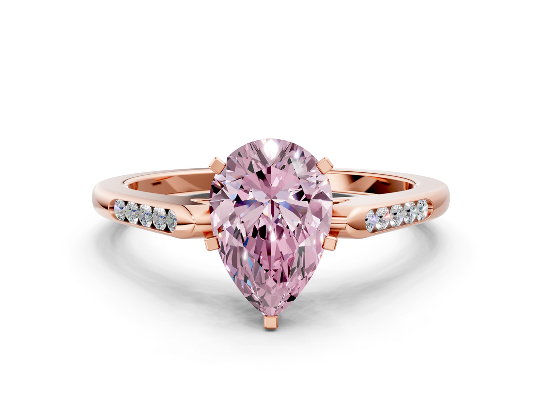Rose gold Fancy Pink Pear  Cut Channel Set Solitaire Engagement Ring with Four-Prong Setting_213