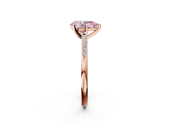 Rose gold Fancy Pink Pear  Cut Channel Set Solitaire Engagement Ring with Four-Prong Setting