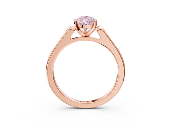 Rose gold Fancy Pink Pear  Cut Channel Set Solitaire Engagement Ring with Four-Prong Setting