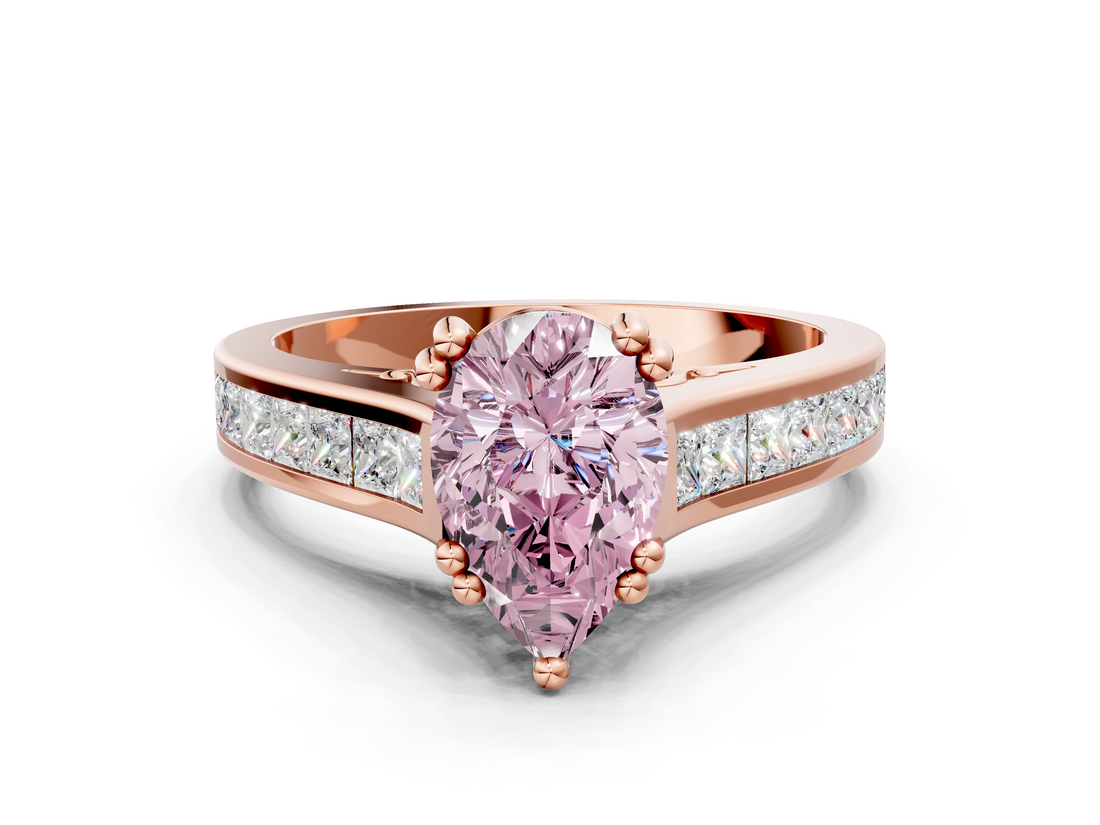 Rose gold Fancy Pink Pear  Cut Channel Set Solitaire Engagement Ring with Prong Setting_20