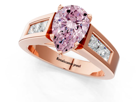 Rose gold Fancy Pink Pear Cut Cut Channel Set Solitaire Ring with Four-Prong Setting_1