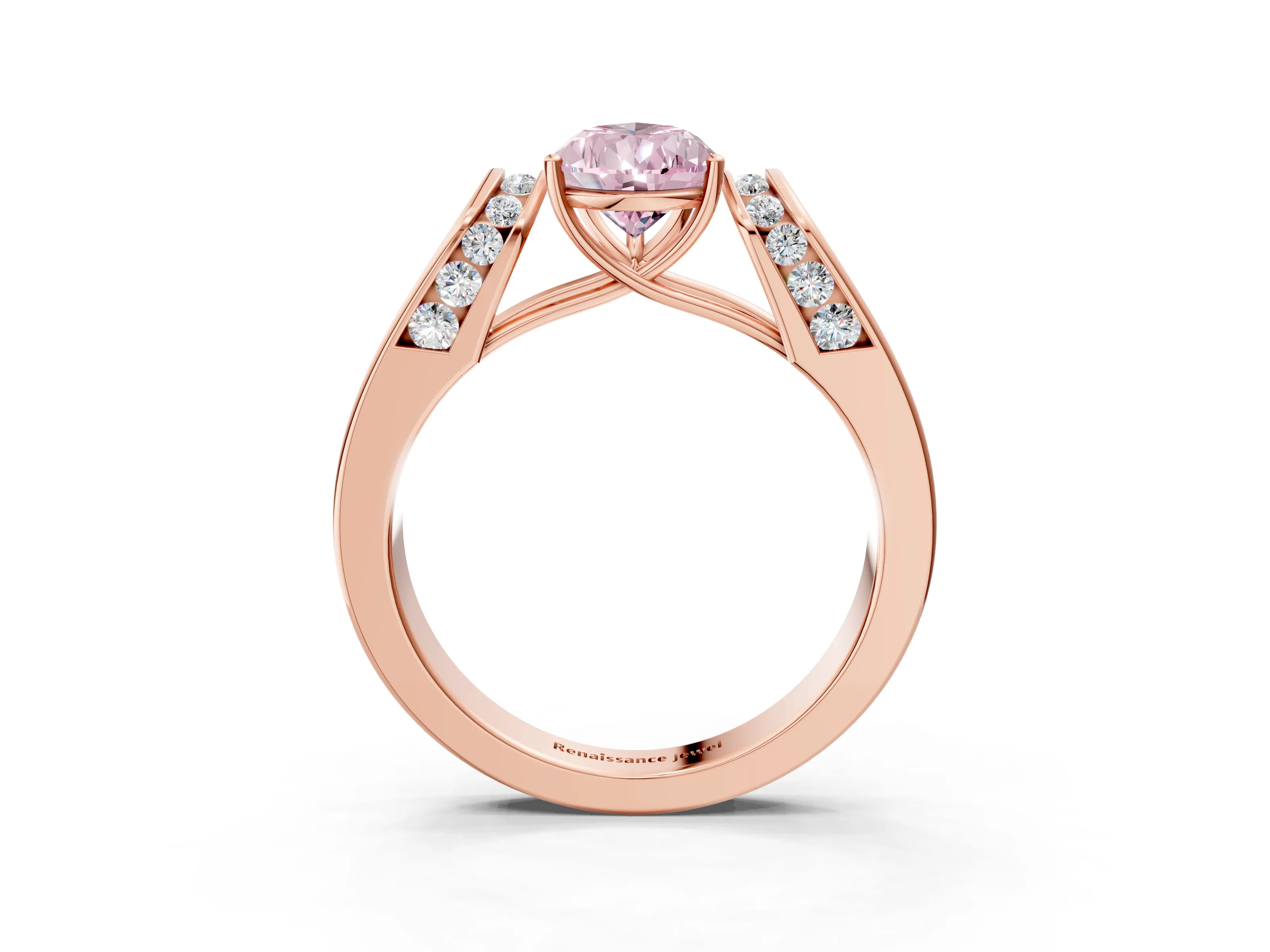 Rose gold Fancy Pink Pear Cut Cut Diamond Channel Set Solitaire Ring with Four-Prong Setting_3