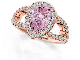Rose gold Fancy Pink Pear Cut Cut Diamond Halo Engagement Ring with Open Split Pavé Band_1