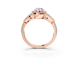 Rose gold Fancy Pink Pear Cut Cut Diamond Halo Engagement Ring with Open Split Pavé Band_3