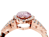 Rose gold Fancy Pink Pear Cut Cut Diamond Halo Engagement Ring with Open Split Pavé Band_4