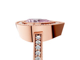 Rose gold Fancy Pink Pear Cut-Cut Diamond Halo Engagement Ring with Pave Band and Prong Setting_5
