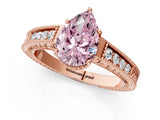 Rose gold Fancy Pink Pear Cut Cut Diamond Milgrain Pave Band Four-Prong Setting Ring_4