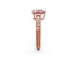 Rose gold Fancy Pink Pear Cut Cut Diamond Milgrain Pave Band Four-Prong Setting Ring_5