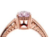 Rose gold Fancy Pink Pear Cut Cut Diamond Milgrain Pave Band Four-Prong Setting Ring_7