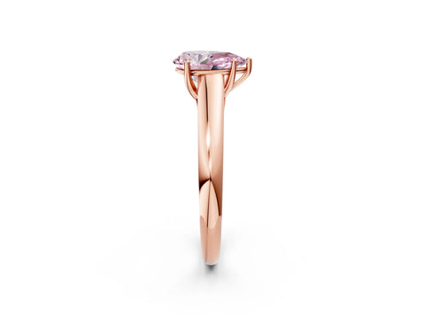 Rose gold Fancy Pink Pear Cut Cut Diamond Solitaire Engagement Ring with Tapered Plain Band and Four-Prong Setting_2