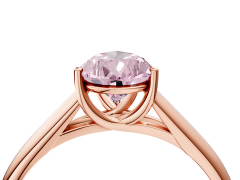 Rose gold Fancy Pink Pear Cut Cut Diamond Solitaire Engagement Ring with Tapered Plain Band and Four-Prong Setting_4