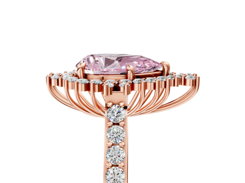 Rose gold Fancy Pink Pear Cut Cut Diamond Sunburst Halo Engagement Ring with Pavé Band_5