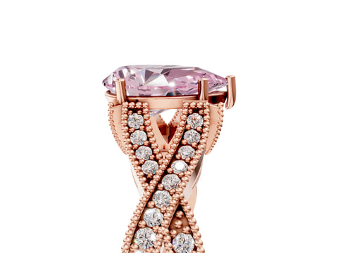 Rose gold Fancy Pink Pear Cut Cut Diamond Twisted Band with Milgrain Pave Setting and Four-Prong Setting_5