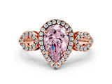 Rose gold Fancy Pink Pear Cut Cut Halo Diamond Infinity Band with Four-Prong Setting